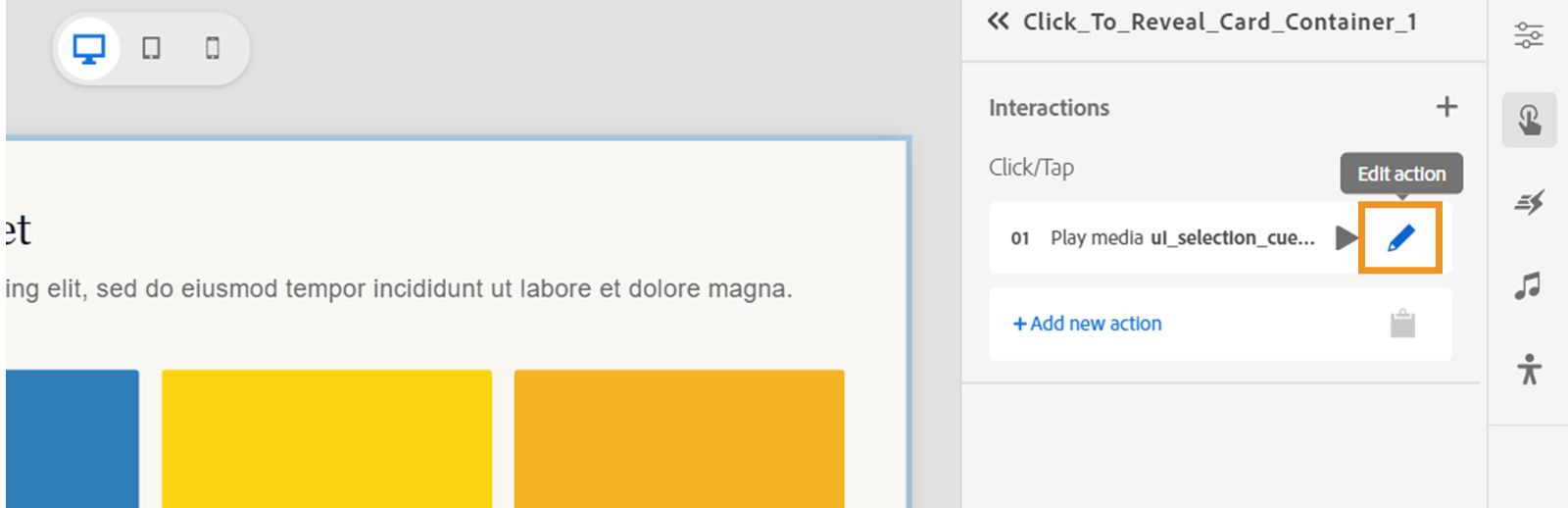 Edit audio interactions in a widget