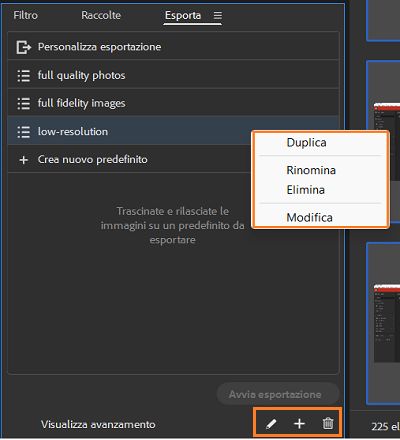 Scoprite come modificare le impostazioni di un predefinito di esportazione.