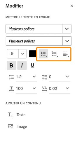 Ajout ou modification d’une liste dans un PDF