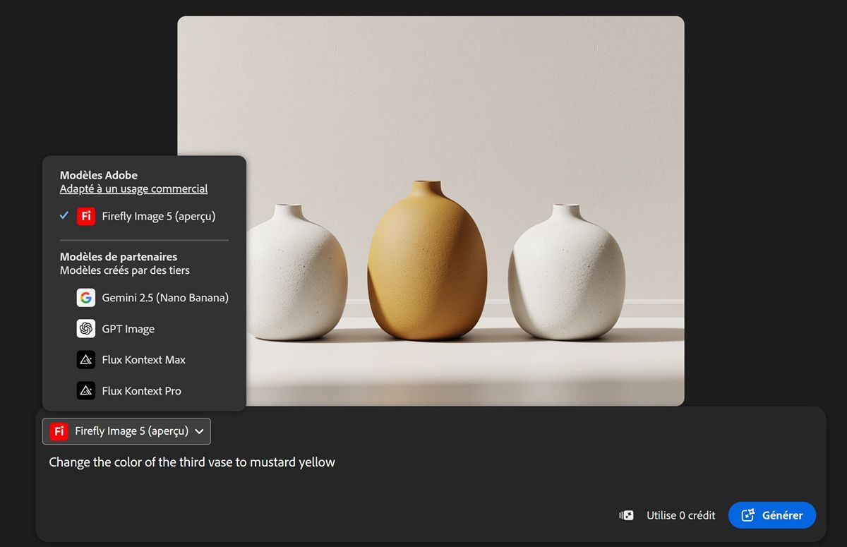 La liste déroulante Modèles répertorie les modèles d’images de partenaires et de Firefly disponibles.