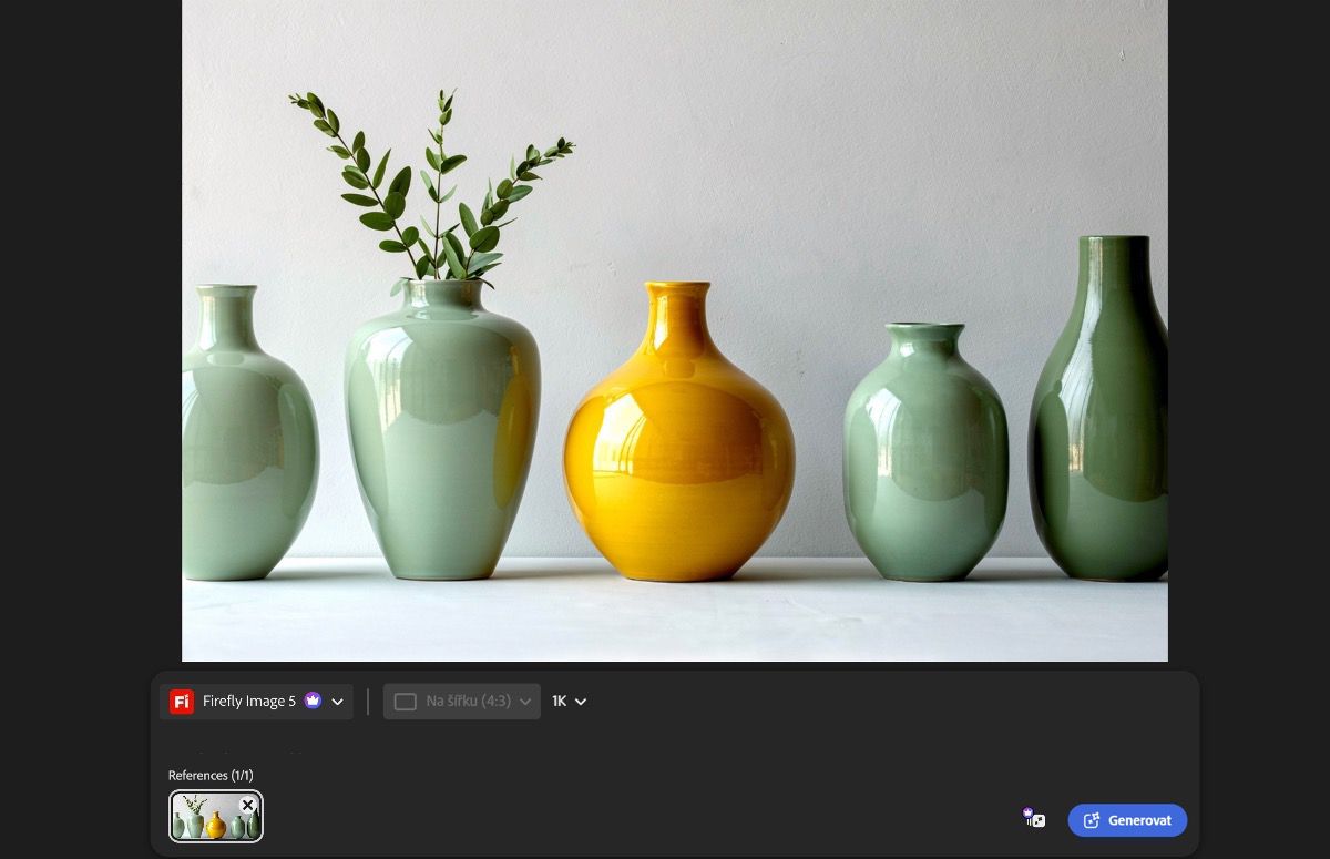Workspace Edit zobrazuje nahraný Obrázek, pole pro zadání, nabídku výběru modelu a tlačítko Generovat.