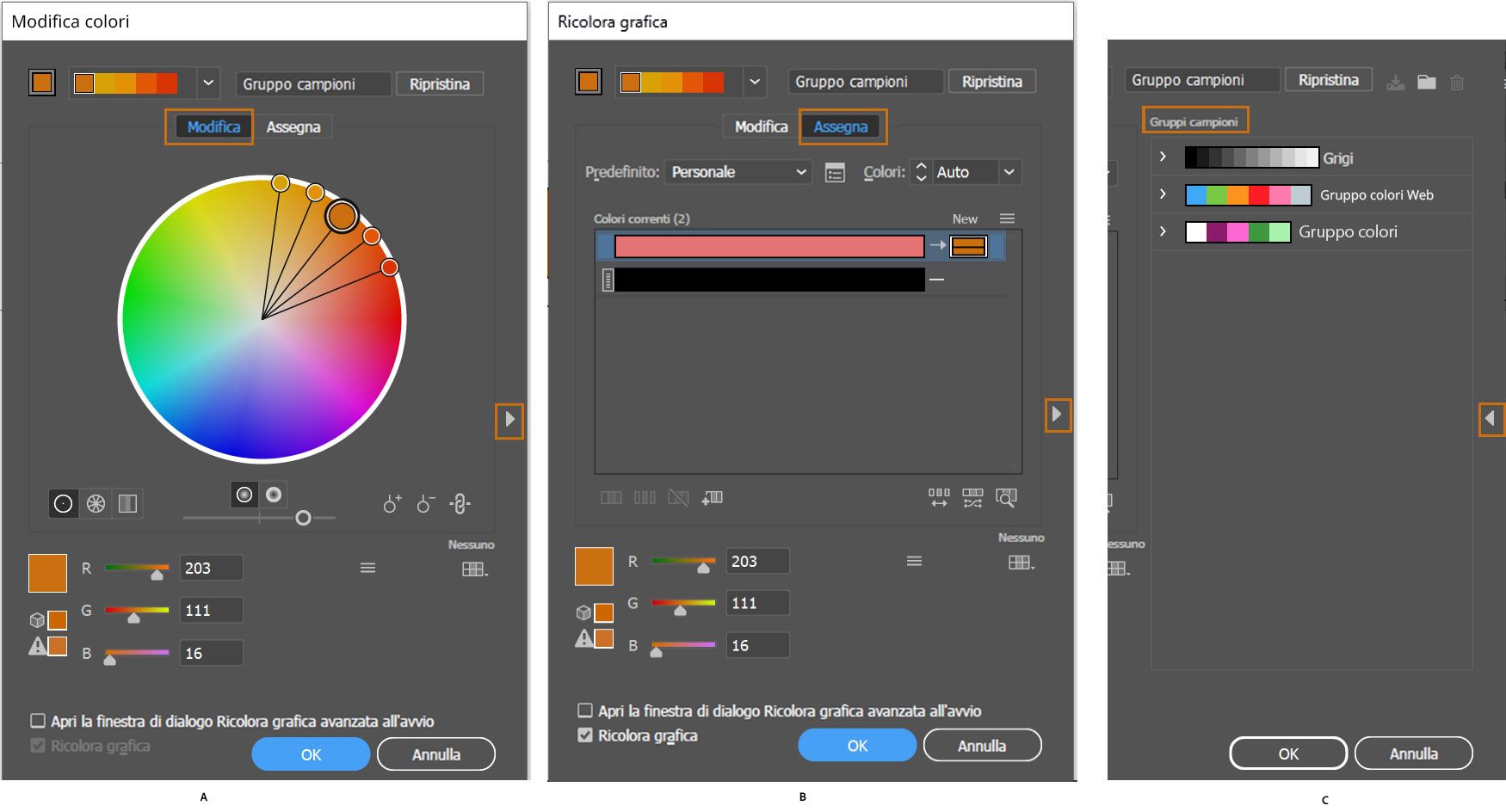 finestre di dialogo edit-assign-color