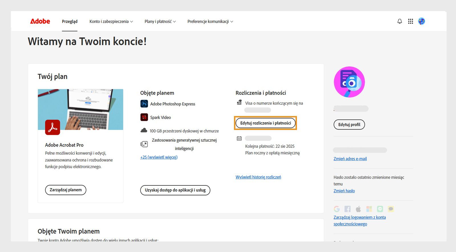 Zmiana danych rozliczeniowych i płatniczych