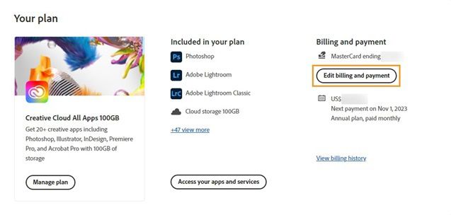 Edit billing and payment details to update your VAT details