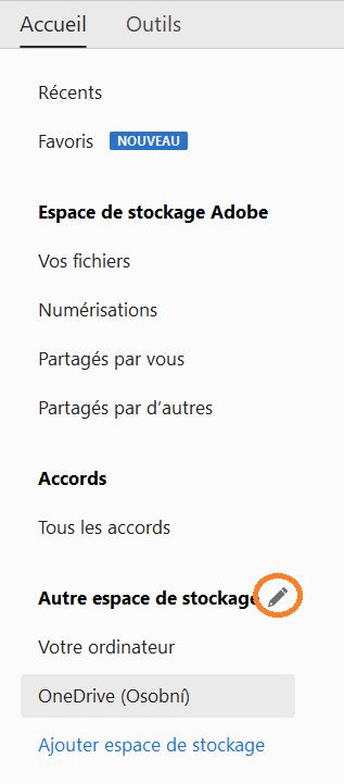 Bouton Modifier pour les comptes en ligne