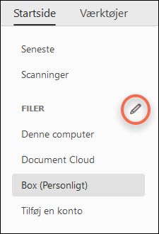 Knappen Rediger til onlinekonti