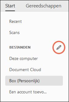 Knop Bewerken voor online accounts
