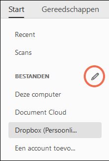 Knop Bewerken voor online accounts