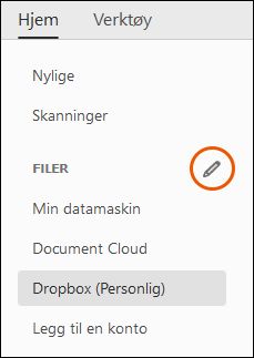 Rediger-knapp for nettkontoer