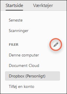 Knappen Rediger til onlinekonti