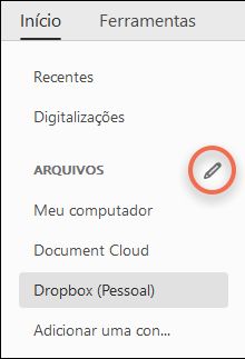 Botão Editar para contas online
