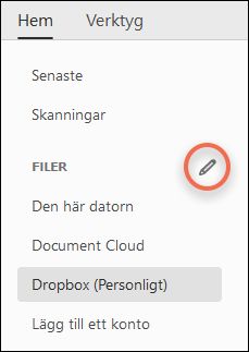 Redigera-knapp för onlinekonton
