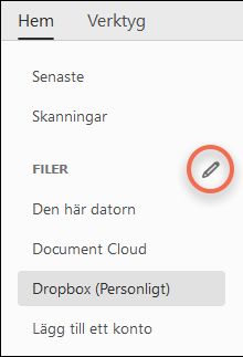 Redigera-knapp för onlinekonton