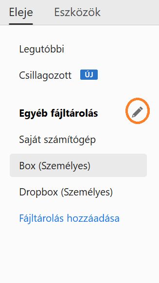 Szerkesztés gomb online fiókokhoz