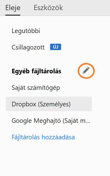 Szerkesztés gomb online fiókokhoz
