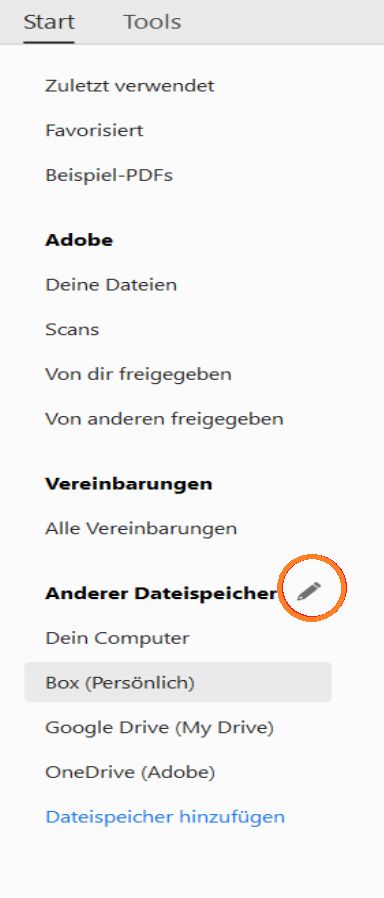 Schaltfläche zum Bearbeiten für Onlinekonten