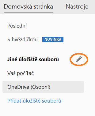 Tlačítko Upravit pro online účty