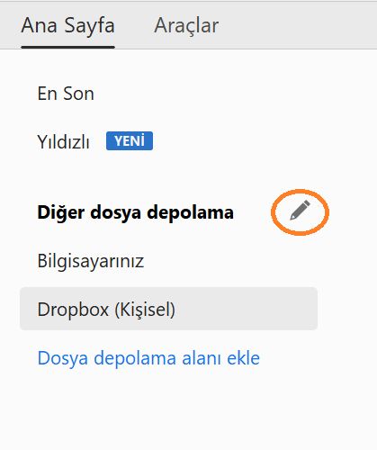 Çevrimiçi hesaplar için Düzenle düğmesi