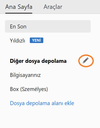 Çevrimiçi hesaplar için Düzenle düğmesi