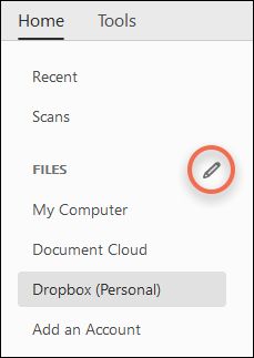 לחצן עריכה עבור חשבונות מקוונים