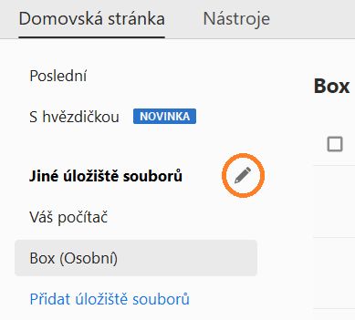 Tlačítko Upravit pro online účty