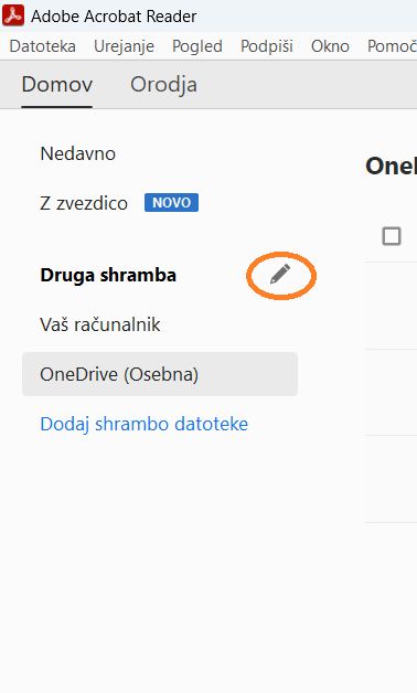 Gumb za urejanje spletnih računov