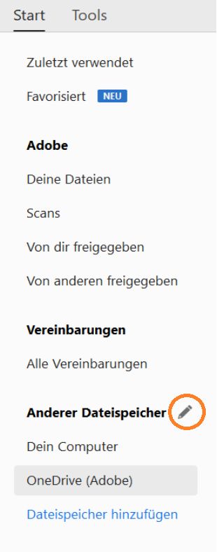 Schaltfläche zum Bearbeiten für Onlinekonten
