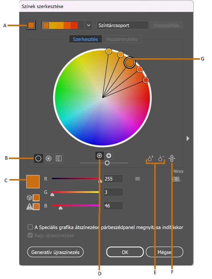 színek szerkesztése párbeszédpanel