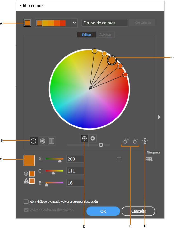 Cuadro de diálogo Editar colores