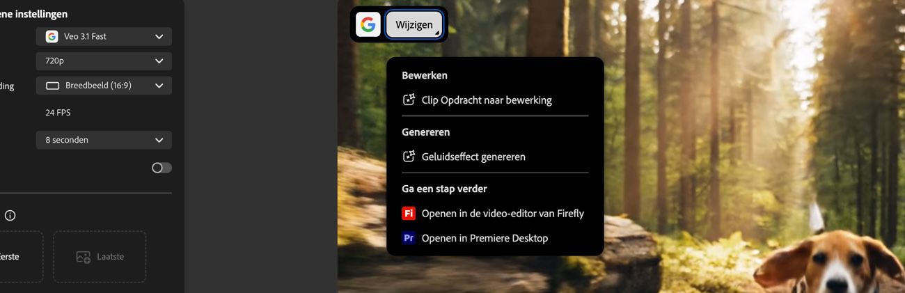 De opties om de video te bewerken worden weergegeven wanneer je je cursor over de gegenereerde video beweegt.