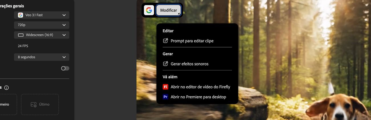 As opções para editar o vídeo são exibidas quando você passa o cursor sobre o vídeo gerado.