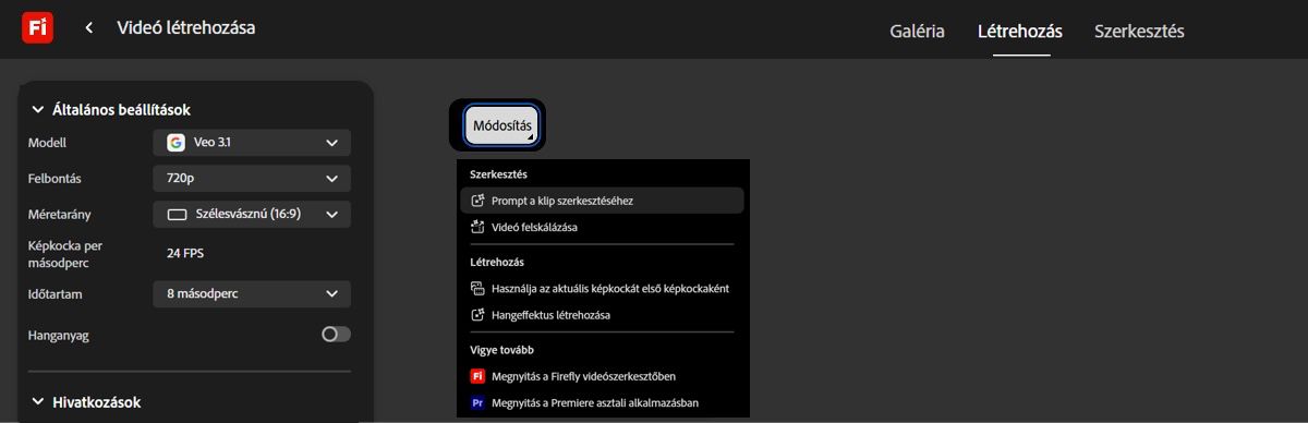 A videó szerkesztésére szolgáló lehetőségek akkor jelennek meg, amikor az egérmutatót a létrehozott videó fölé viszi.