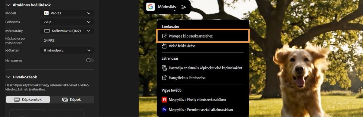 A videó szerkesztésére szolgáló lehetőségek akkor jelennek meg, amikor az egérmutatót a létrehozott videó fölé viszi.