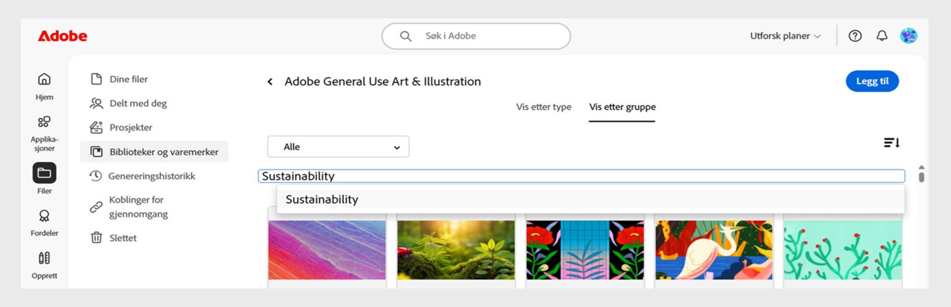 Tekstboksen under Vis etter gruppe lar deg gi nytt navn til gruppen eller undergruppen. 
