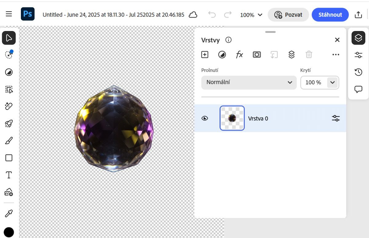 Obrázek z plátna se otevře ve Photoshopu na webu, kde jsou prostřednictvím ovládacích prvků k dispozici různé možnosti úprav.