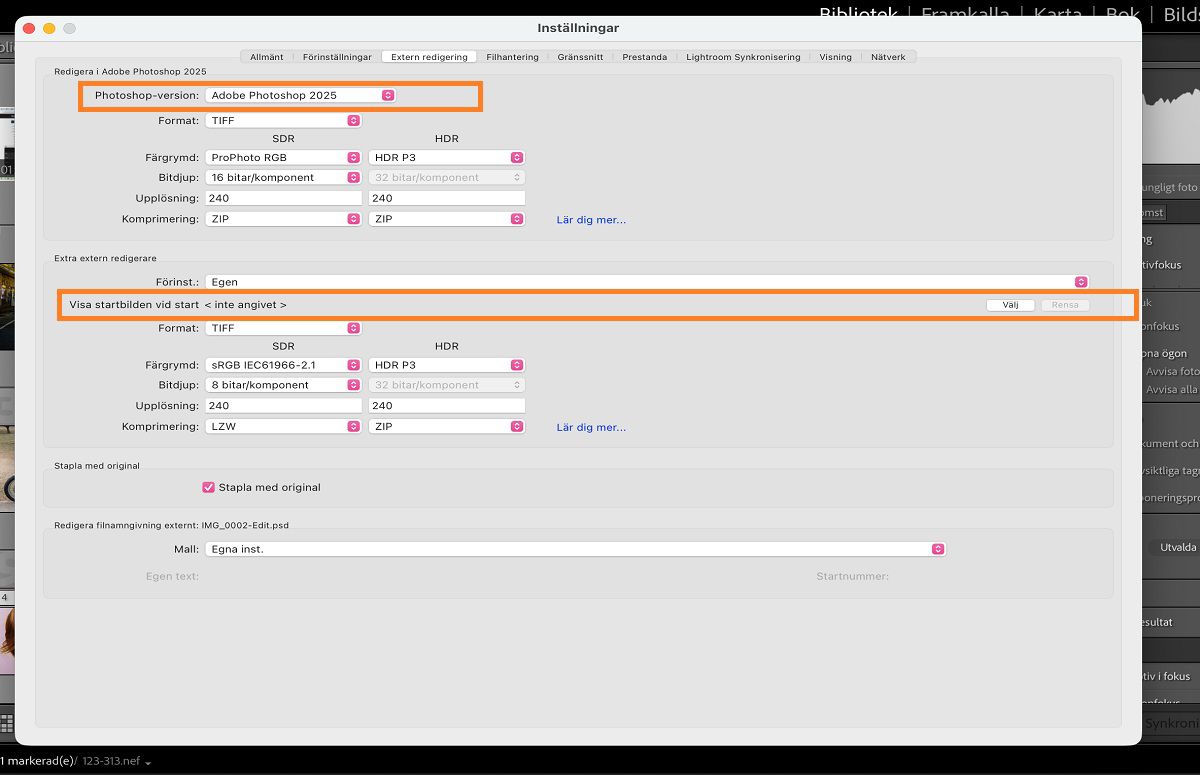 Lightroom Classic CC: Inställningar för extern redigering