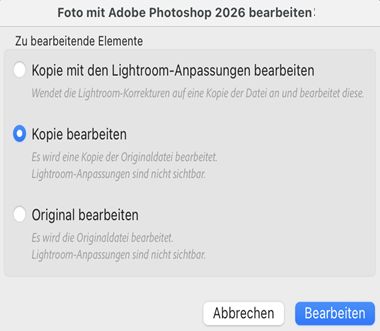 Lightroom Classic CC – Optionen für „Bearbeiten in“