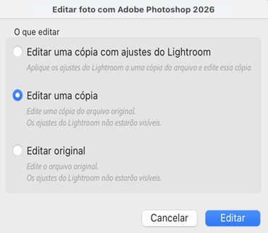 Lightroom Classic CC, opções de Editar em