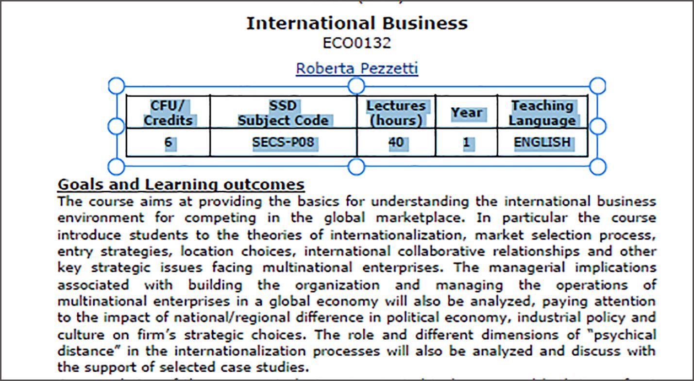 표 내부에서 텍스트 선택 및 편집
