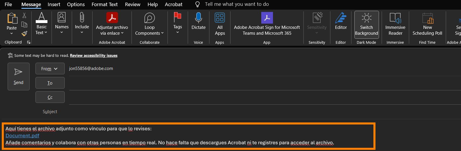 Vínculo a los archivos adjuntos
