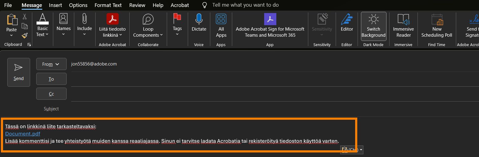 Linkki liitetiedostoihin