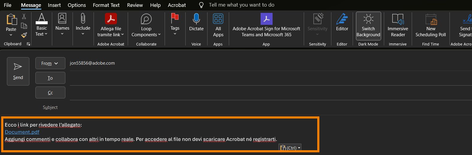 Collegamento per i file allegati
