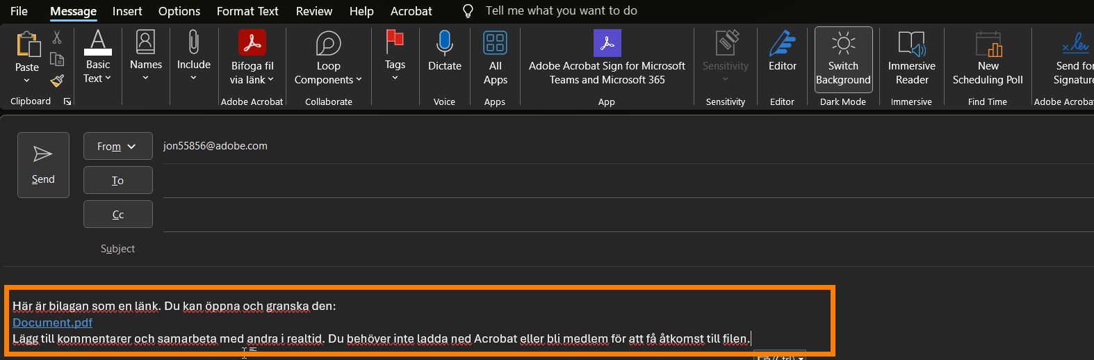 Länk till bifogade filer