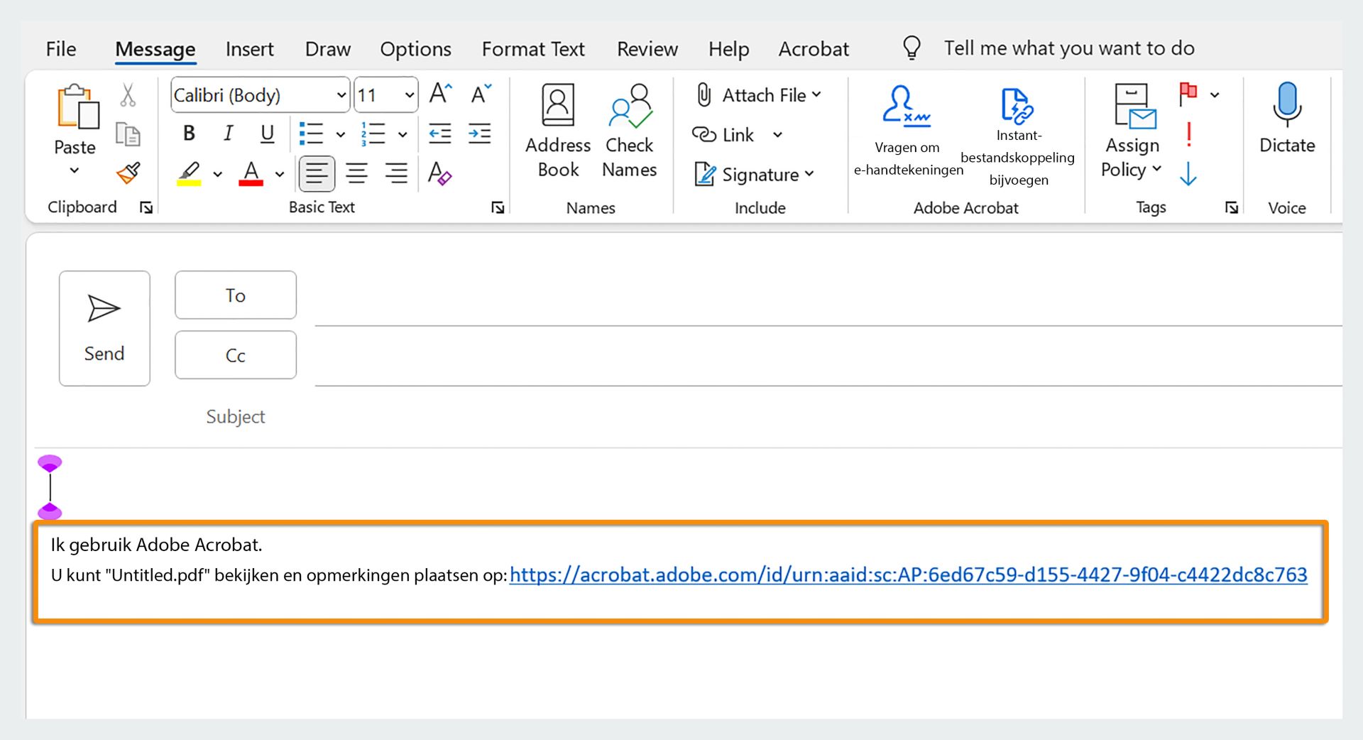 Koppeling naar de gekoppelde bestanden