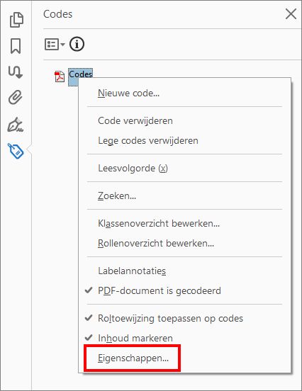 Eigenschappen van meerdere codes bewerken