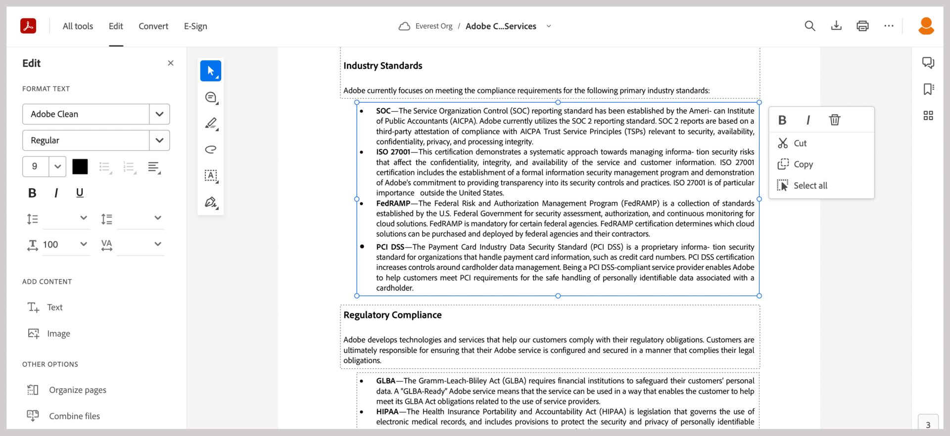 Choose Tools, Edit PDF, Edit