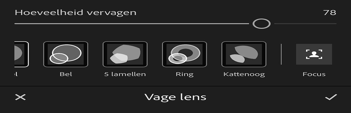 schermafbeelding van deelvenster vage lens