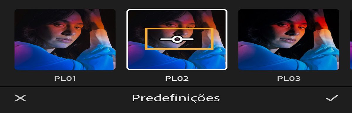 Captura de tela da intensidade do controle deslizante de Valor do painel predefinido