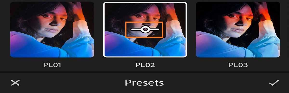 Screenshot des Intensitätsstärkereglers im Preset-Bedienfeld