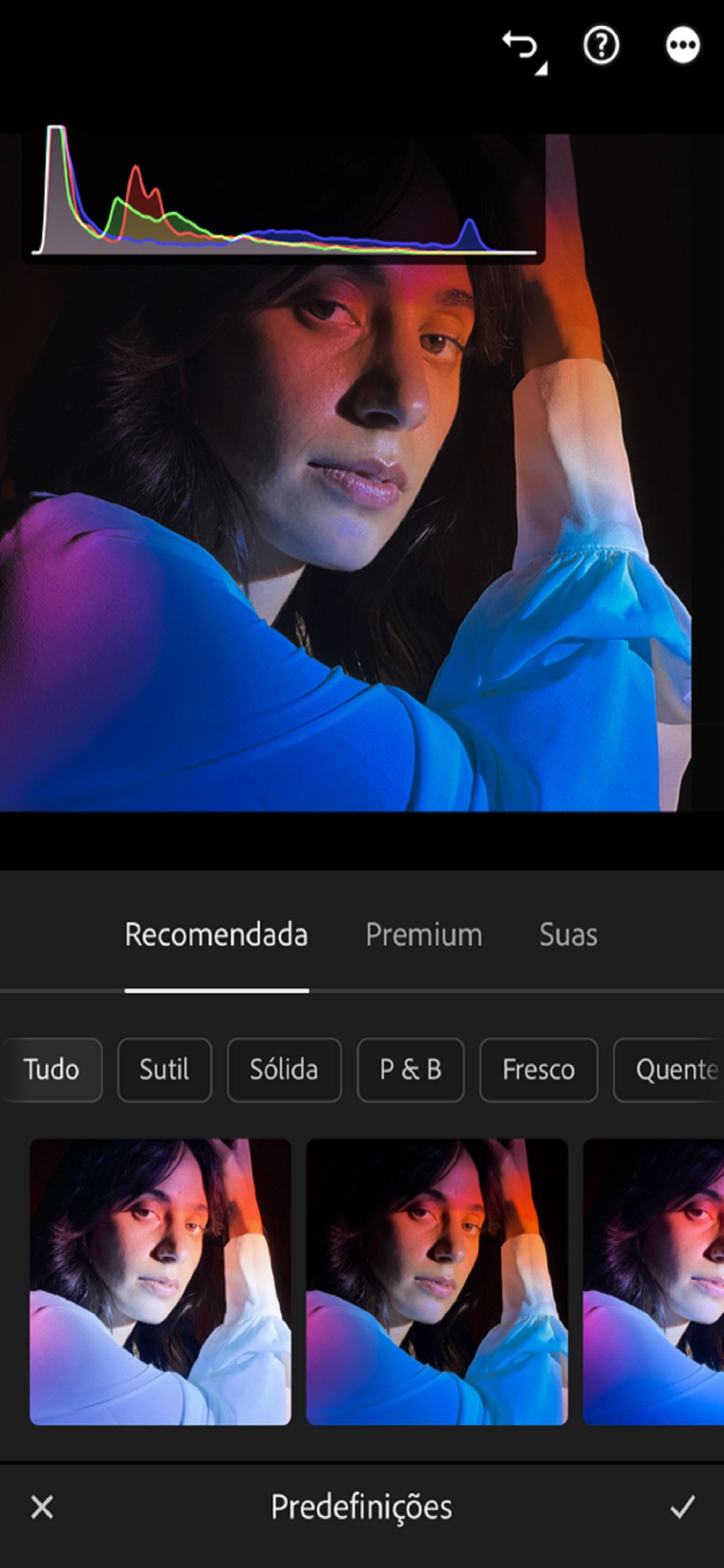 Predefinições Recomendadas e Premium no Lightroom para celular (iOS)